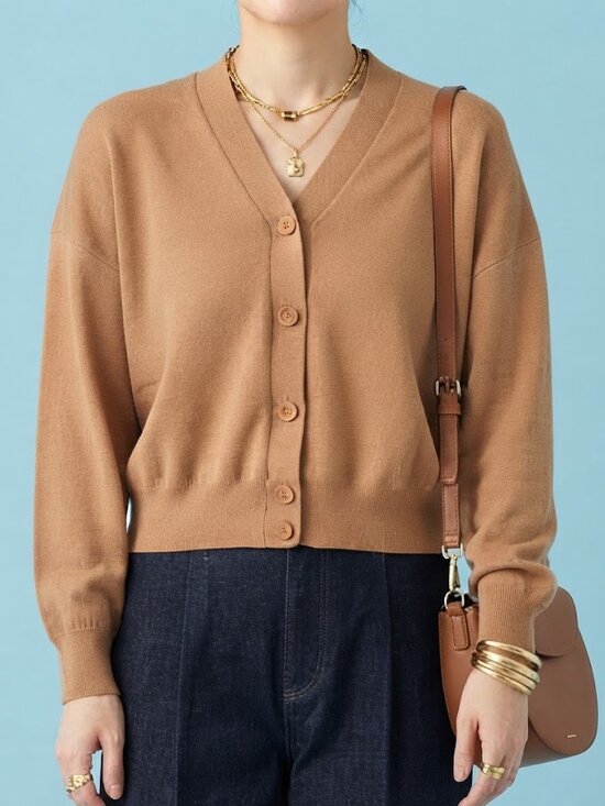 Uniqlo Sweaters - Uniqlo Cream Orange Button-Front Cardigan